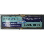 Bus and Coaching Interest; A Royal Blue Booking Sign, in blue enamel, with central blue coach design