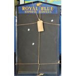 Bus and Coaching Interest; A Royal Blue Metal Timetable / Posterboard, blue with gold lettering '