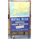 Bus and Coaching Interest; A Royal Blue Express Services enamel Booking Office Sign, in blue and