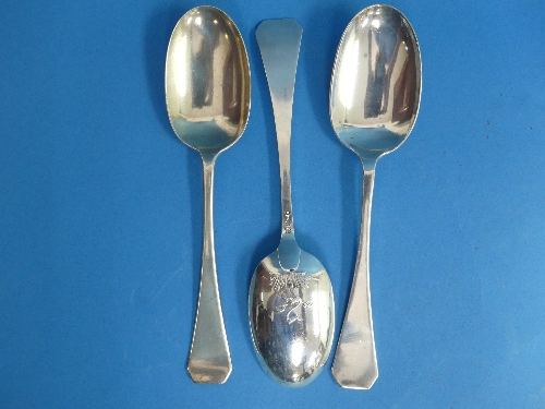 A set of three Edwardian silver 'Picture back' Table Spoons, by Thomas Bradbury & Sons, two - Image 2 of 2