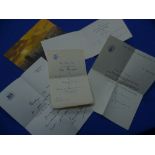 A collection of ten Letters and Cards, 1950's/70's, from Edward Du Cann, M.P. and Edward Heath, M.