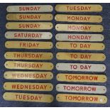 Bus and Coaching Interest; A collection of vintage aluminium printed A-Board Day Plates, 20 in total