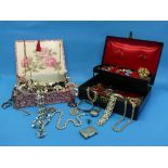 A quantity of Costume Jewellery, including a silver hinged bangle, a silver vesta case, a silver