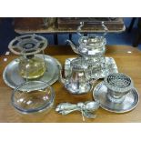 A quantity of Silver Plate, including spirit kettle, trays, rose bowl etc., (a lot)