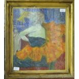 An abstract Oil on Canvas, 18½in (47cm) wide x 21in (53cm) tall, together with a print depicting a