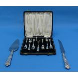 A cased set of six George V silver Pastry Forks with Serving Fork, by Arthur Price & Co. Ltd.,