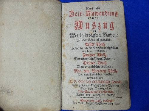 The von Mohl Collection: Shreger, Odilo; Nutzliche Zeit Anwendung, pub. 1766, leather bound book, - Image 5 of 10