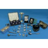 A quantity of Silver and Silver Plate, including a contemporary novelty pin cushion, in the form