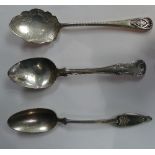 An Edwardian silver Preserve Spoon, hallmarked Sheffield, 1909, together with an oval silver