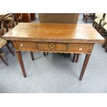 A Georgian mahogany Tea Table, the folding rectangular top with reeded edge above a single frieze