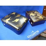 The von Mohl Collection: Two Japanese Meiji period Lacquer Boxes with covers, both decorated with