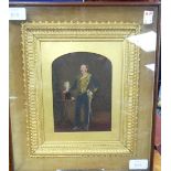 An overpainted photograph of a 19thC Military Officer, in Hussar's uniform, framed and glazed.