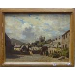 Early 20th century School, Corfe with the Corfe Castle in the distance, oil on canvas, bears '