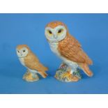 A Beswick Pottery Barn Owl, no. 1046, gloss finish, together with a smaller Beswick pottery barn