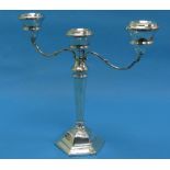 An Elizabeth II silver Candelabra, by Sanders & Mackenzie, hallmarked Birmingham, 1973, of hexagonal