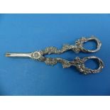 A pair of contemporary silver Grape Scissors, by Ray Hall, hallmarked Birmingham, 1987, in the 19thC