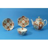 A Worcester first period 'Scarlet Japan' pattern teapot and cover, c.1775, decorated with