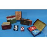 A quantity of vintage Playing Cards, including a leather cased set of cards by W. B. Dick & Co. Ltd,