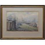 Albert Houghton (20th century), "Summer Evening, Bugsby's Reach", watercolour, signed, bears