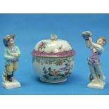 A pair of Royal Berlin Zodiac Figurines, 'Maius' depicting a boy holding a basket of flowers