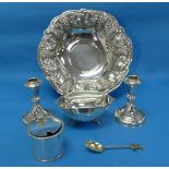 A Continental silver Fruit Bowl, of shaped circular form moulded with fruit and vines, marked 900,