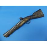 A 19thC Turkish flintlock 'knee' Blunderbuss, in the Balkan style, the 8 1/2inch two stage