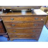 A Georgian oak Chest of four long graduated Drawers, raised on bracket feet, 42in wide x 21in deep x