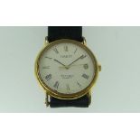 A Tissot Stylist Quartz gold-plated gentleman's Wristwatch, the circular dial with cream dial, Roman