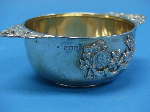 A Victorian commemorative silver Bowl, by Charles Edwards, hallmarked London 1897, with applied - Image 8 of 8