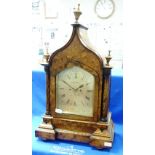 A Victorian burr walnut Bracket Clock, by Brugger & Straub, London, the eight-day duration, double-