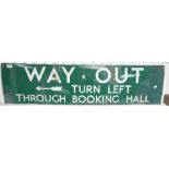 Railwayana; A Southern Railway 'Way Out' Enamel Sign, the white lettering on green ground reading '