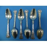 A set of six George IV Irish silver Spoons, by Laurence Keary, hallmarked Dublin, 1825, Kings