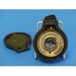 A Victorian brass pocket combination barometer, compass and thermometer, signed Gargory, Bull