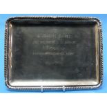 A Continental 800 silver Rectangular Tray, with gadrooned rim, the centre with engraved Spanish