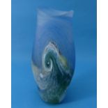 Norman Stuart Clarke; An art glass Vase, in elongated ovoid shape with the 'Big Wave' pattern,