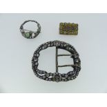 A small collection of Scrap Gold, comprising three brooch fittings in 15ct, 7.5g, weighable 9ct 4.