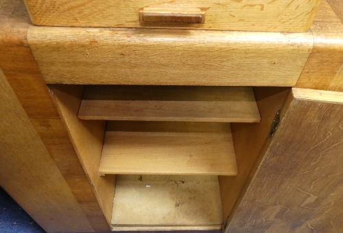 An Art Deco-style oak and mahogany Stepped Bookcase, comprising a central drawer upon a cupboard, - Image 4 of 7