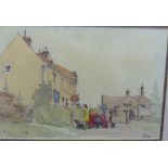 •A pair of Tony Hunter Watercolours, 'Comings and Goings', framed, signed to bottom left corner,