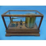 An early 20th Century oak cased Barograph, by R. Bailey, 14 Bennetts Hill, Birmingham, raised on