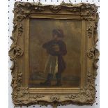 19th century Continental School, Labourers, a pair, oil on tin, 9in x 7in (23cm x 18cm), framed (2)