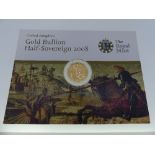 The Royal Mint 2008 gold Half-Sovereign Bullion Coin, in presentation pack.