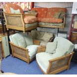 An Ercol 'Bergere' five piece Lounge Suite in Golden Dawn elm finish, comprising a three seat sofa