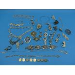 A collection of silver and white metal Jewellery, set marcasite and white pastes etc., (a lot)