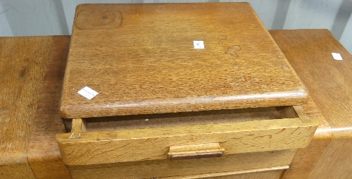 An Art Deco-style oak and mahogany Stepped Bookcase, comprising a central drawer upon a cupboard, - Image 3 of 7