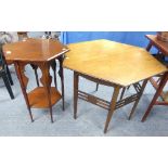 An antique mahogany hexagonal Side Table, 17½in wide x 17½in deep x 26in high, together with another