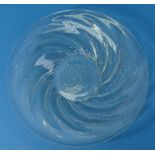 A René Lalique 'Poissons' pattern opalescent Dish, with swirled fish and central bubble