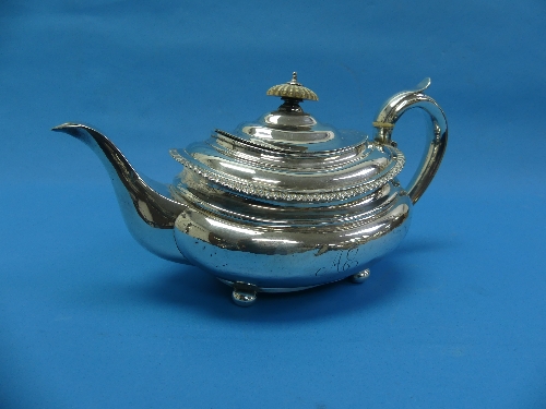 A George IV silver Teapot, by Rebecca Emes & Edward Barnard, hallmarked London, 1824, of ovoid