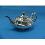 A George IV silver Teapot, by Rebecca Emes & Edward Barnard, hallmarked London, 1824, of ovoid