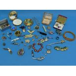 A quantity of Costume Jewellery, including 'Scottish' silver brooches, enamelled brooches, earrings,