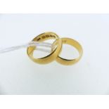 Two 22ct yellow gold Wedding Bands, approx total weight 11.4g (2)